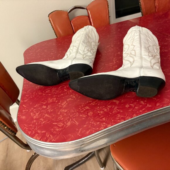 Tony Lama White Cowboy Boots Size 10M Vintage - Picture 3 of 12